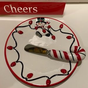 NWT FITZ & FLOYD CHEERS SNACK PLATE with SPREADER.